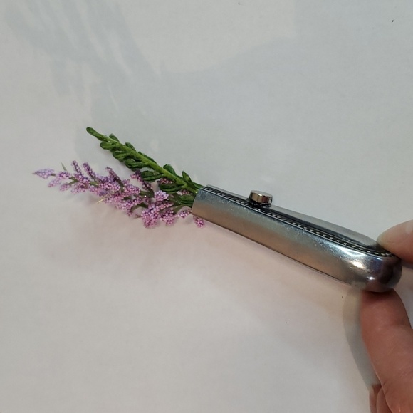 Refrigerator bud vase handcrafted from vintage silverware - Picture 5 of 9